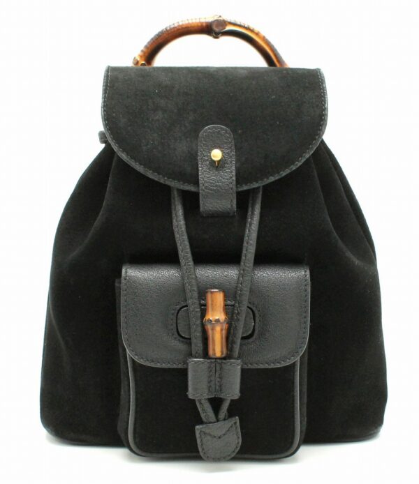 11670119 Gucci Bamboo Rucksack Suede Black