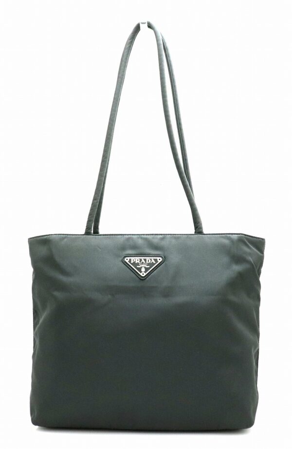 11670398 Prada Tote Bag Shoulder Bag Nylon Charcoal Gray