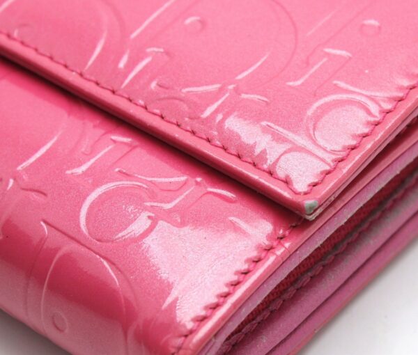 11670487 2 Christian Dior Lady Dior Trotter Chain Wallet Enamel Leather Pink