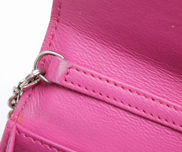 11670487 5 Christian Dior Lady Dior Trotter Chain Wallet Enamel Leather Pink