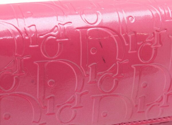 11670487 8 Christian Dior Lady Dior Trotter Chain Wallet Enamel Leather Pink