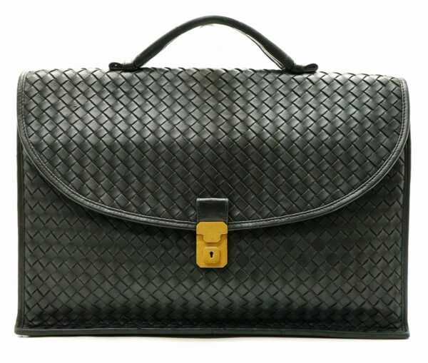 11670822 Bottega Veneta Intrecciato Business Bag Document Bag Briefcase Leather Black