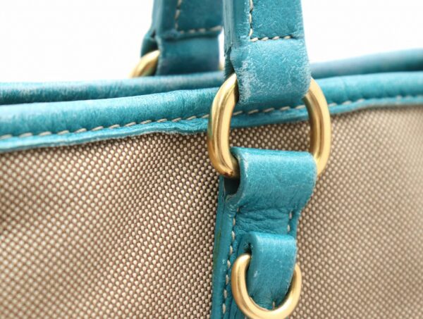 11670846 6 Prada Logo Jacquard Handbag 2WAY Shoulder Bag Khaki Beige Blue