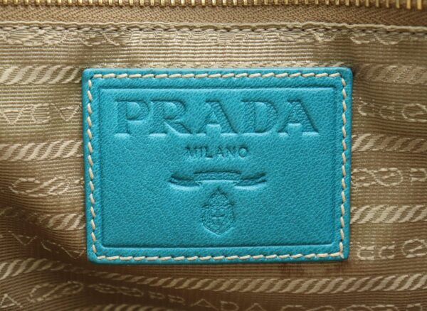 11670846 8 Prada Logo Jacquard Handbag 2WAY Shoulder Bag Khaki Beige Blue