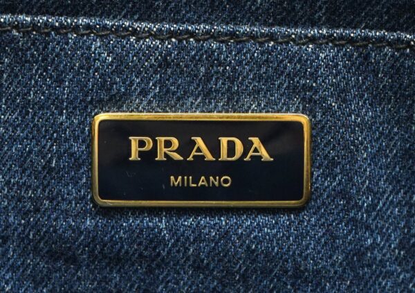 11670930 8 Prada Canapa Denim Tote Bag 2WAY Shoulder Bag Avio Navy Blue