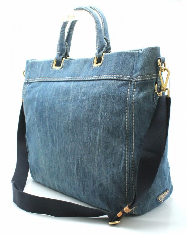 11670961 1 Prada Canapa Tote Shoulder Bag Denim Blue