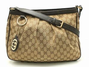 11671054 Gucci GG Canvas Leather Handbag Beige Brown