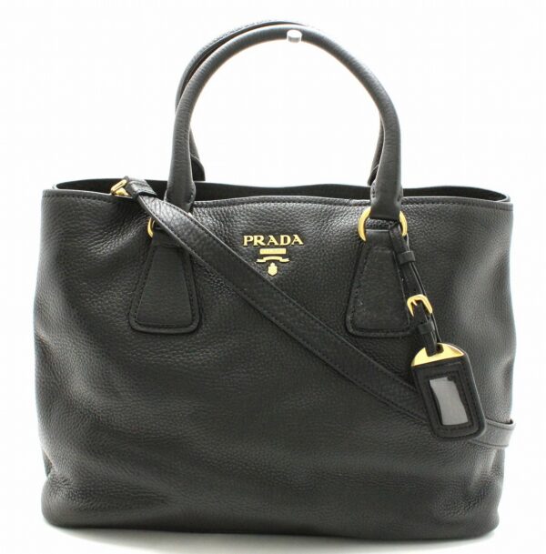 11671162 Prada Tote Bag Handbag 2WAY Shoulder Bag Leather Black