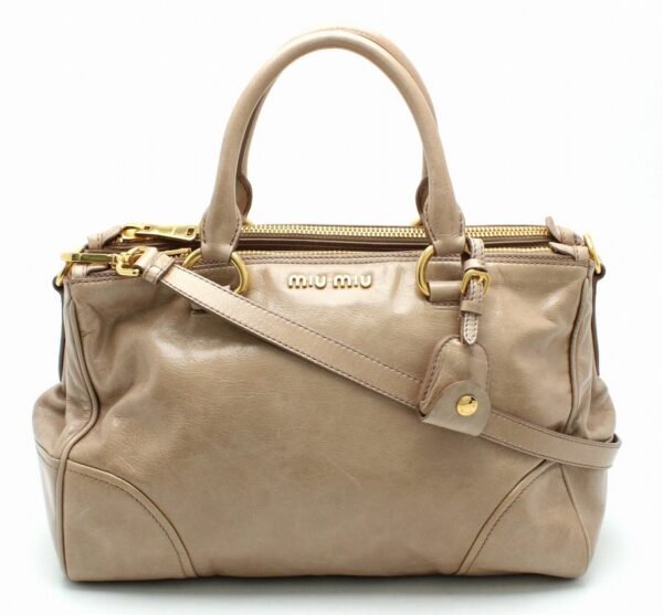 11671440 Miu Miu Handbag 2Way Shoulder Bag Leather Beige