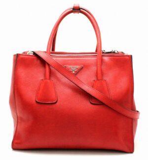 11671451 Prada Handbag Shoulder Bag Galleria Leather Red