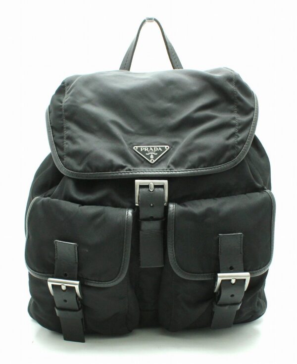 11671691 Prada Nylon Leather Backpack Rucksack Black