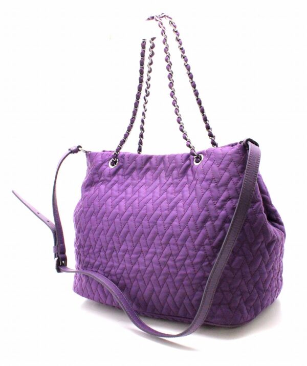 11671695 1 Prada Nylon Chain Shoulder 2WAY Tote Bag Violet Purple