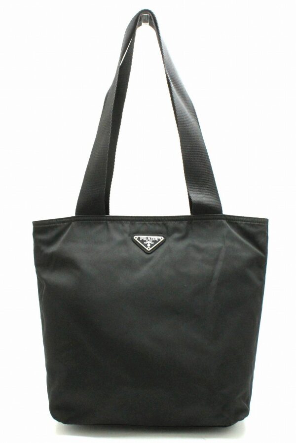 11671768 Prada Nylon Tote Bag Shoulder Tote Leather Black