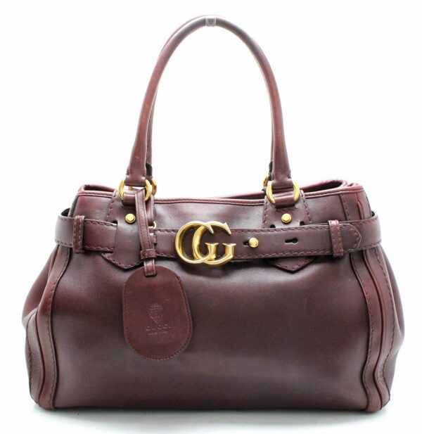 11680523 Gucci GG Leather Tote Bag Brown