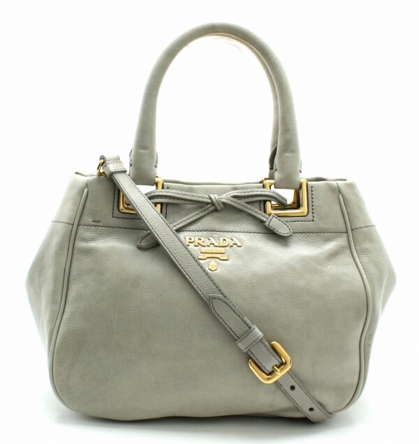 11680532 Prada Soft Calfskin Mini Handbag 2WAY Shoulder Bag Greige