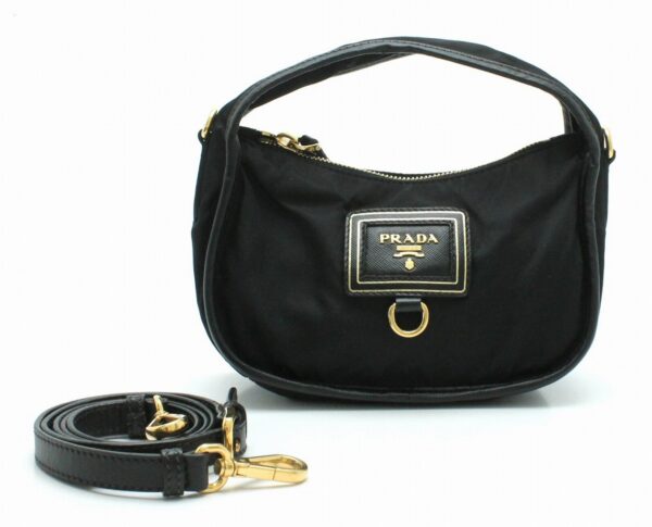 11680536 Prada Tessuto Oro 2WAY Shoulder Bag Nylon Leather Nero Black