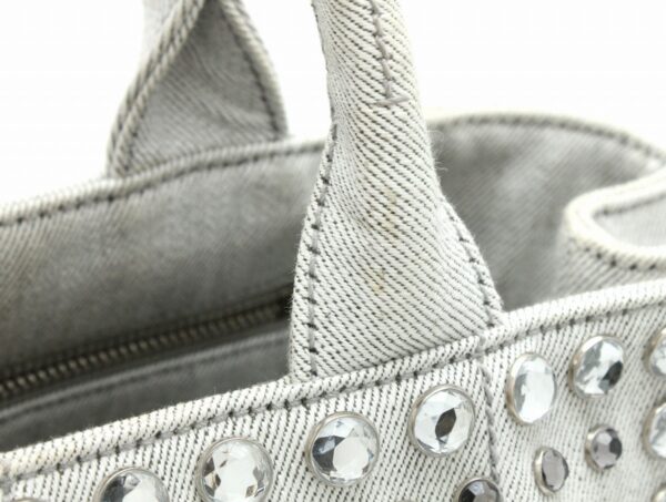 11680971 6 Prada Canapa Tote Bag Bijou Studded Handbag Canvas Denim Gray