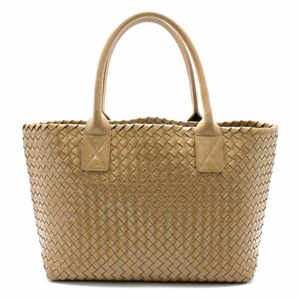 11681024 Bottega Veneta Intrecciato Cava PM Handbag Enamel Tote Bag Beige