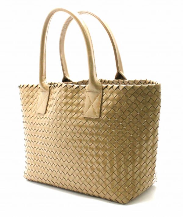 11681024 1 Bottega Veneta Intrecciato Cava PM Handbag Enamel Tote Bag Beige