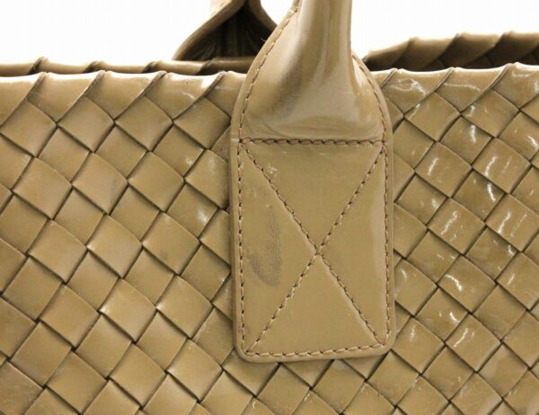 11681024 6 Bottega Veneta Intrecciato Cava PM Handbag Enamel Tote Bag Beige