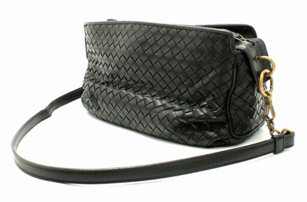 11681210 1 Bottega Veneta Intrecciato Shoulder Bag Diagonal Leather Black