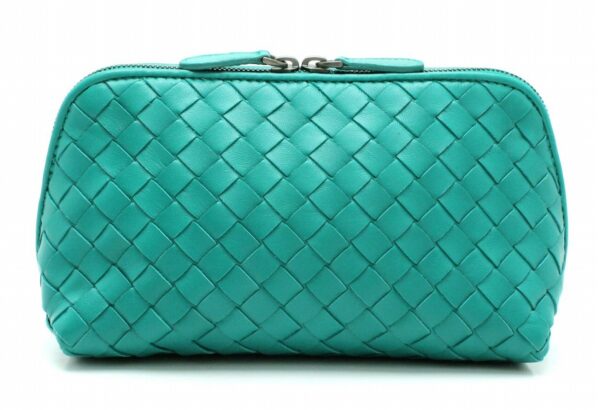 11681227 Bottega Veneta Intrecciato Pouch Accessory Case Blue Green