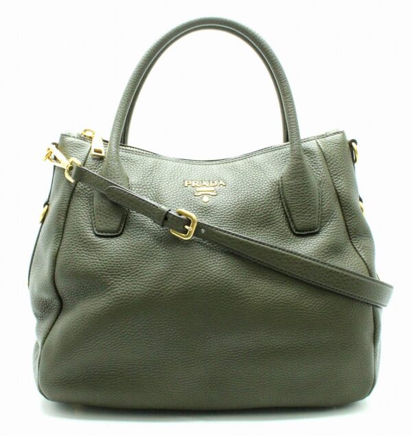 11681433 Prada Militare 2WAY Tote Bag Cowhide Calf Green