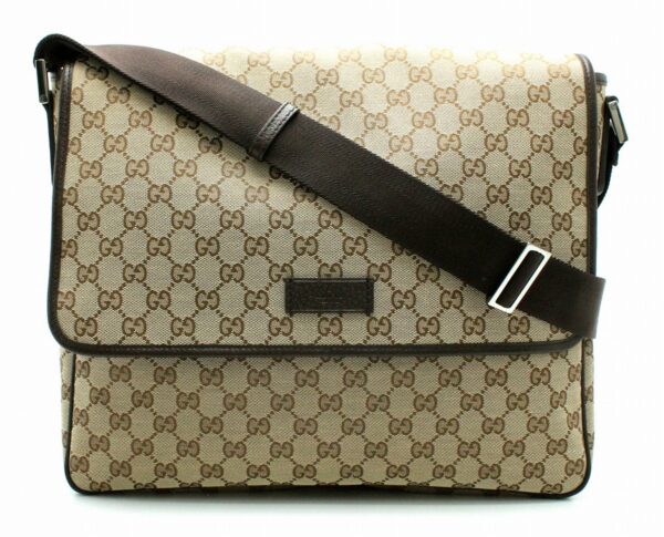 11681536 Gucci GG Canvas Messenger Bag Brown