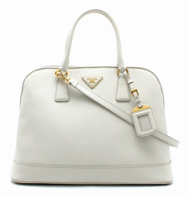 11690568 Prada Handbag Saffiano Lux Leather Off White