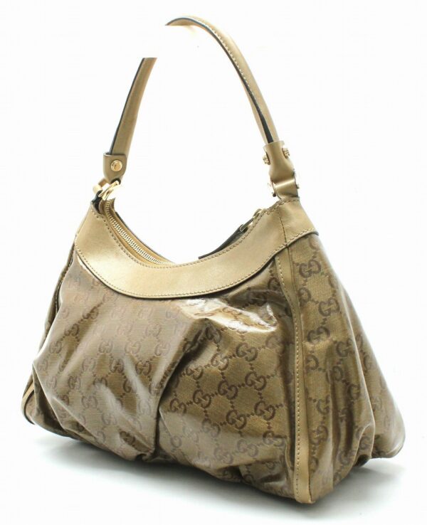 11690581 1 Gucci Patent Leather Handbag Beige