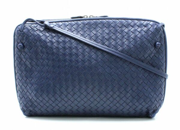 11690582 Bottega Veneta Intrecciato Shoulder Bag Leather Blue