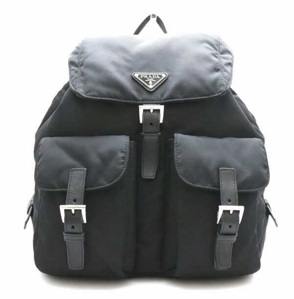 11690694 Prada Backpack Rucksack Nylon Leather Black