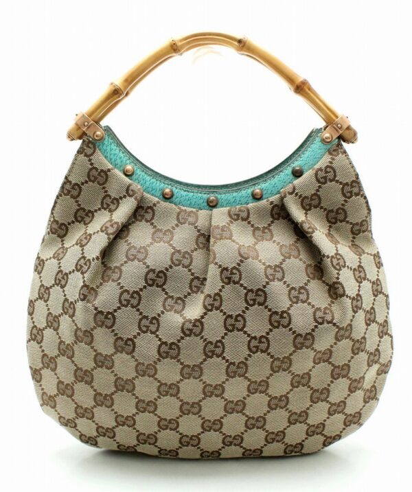 11691014 Gucci Bamboo Studded Handbag Khaki