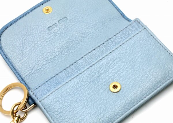 11691319 3 Miu Miu Madras Card Case Motif Leather Blue