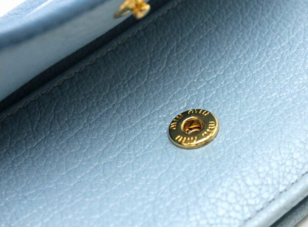 11691319 4 Miu Miu Madras Card Case Motif Leather Blue