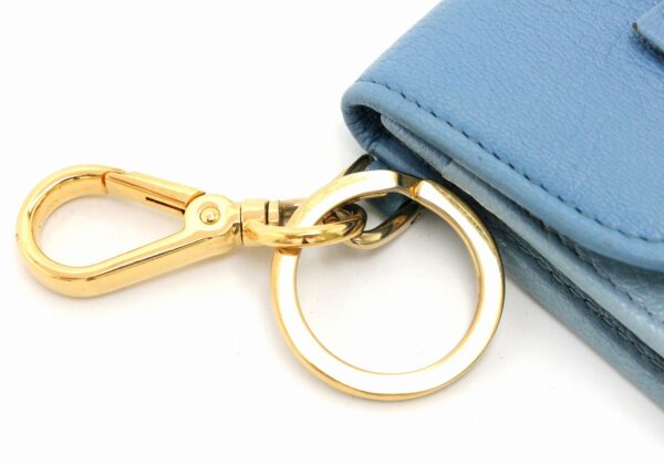 11691319 7 Miu Miu Madras Card Case Motif Leather Blue