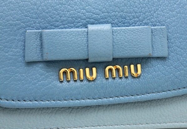 11691319 8 Miu Miu Madras Card Case Motif Leather Blue