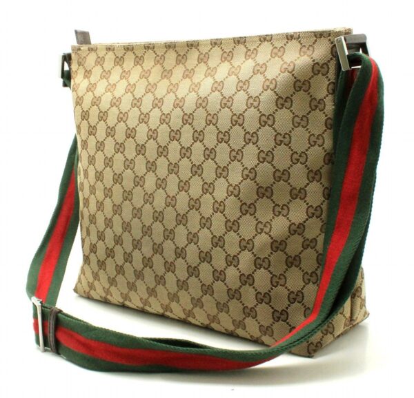 11691373 1 Gucci GG Webbing Line Crossbody Shoulder Bag Khaki Brown