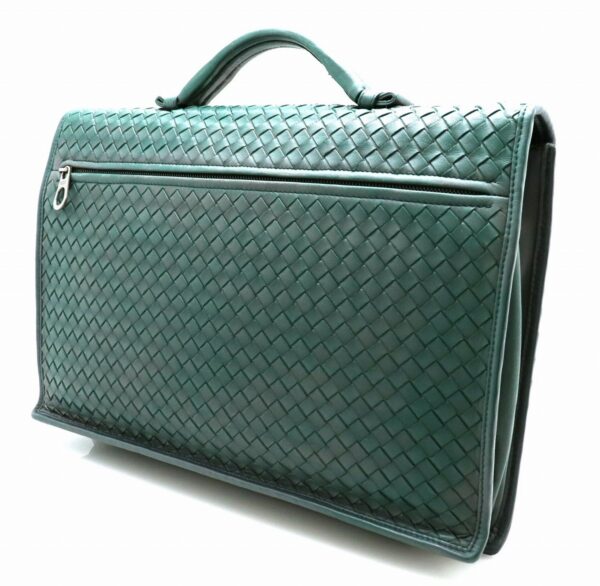 11691482 1 Bottega Veneta Intrecciato Business Bag Document Briefcase Leather Gray Green