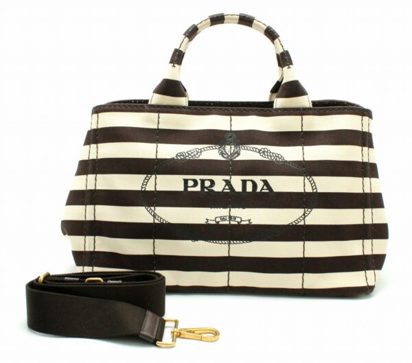 11691518 Prada Canapa Camoufla 2WAY Tote Bag Brown Ivory