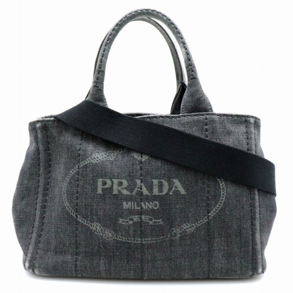 11691532 Prada Canapa Denim 2WAY Tote Bag Nero Black