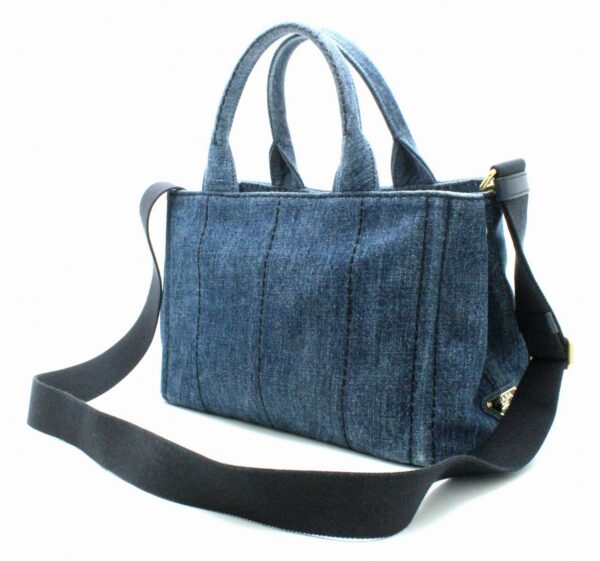 11700128 1 Prada Canapa 2WAY Tote Bag Denim Cotton Blue