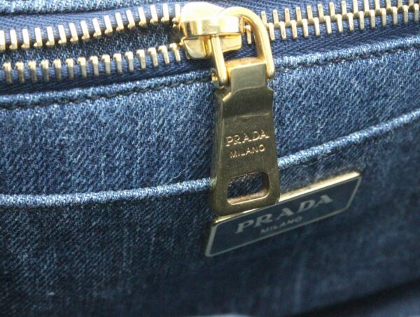 11700128 5 Prada Canapa 2WAY Tote Bag Denim Cotton Blue