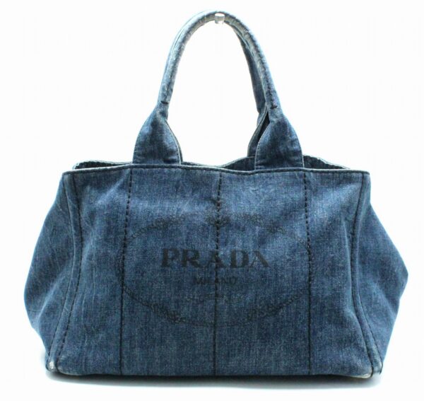 11700134 Prada Canapa Tote Bag Denim Avio Blue