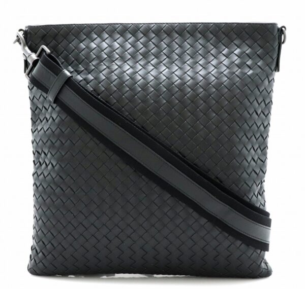 11700475 Bottega Veneta Intrecciato Shoulder Bag Calf Leather Black