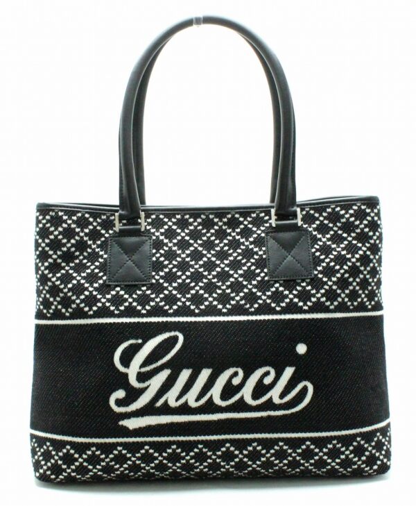 11700572 Gucci Diamante Tote Bag Wool Leather Black