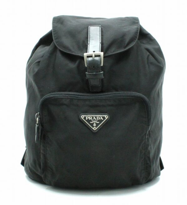 11700573 Prada Nylon Leather Backpack Black