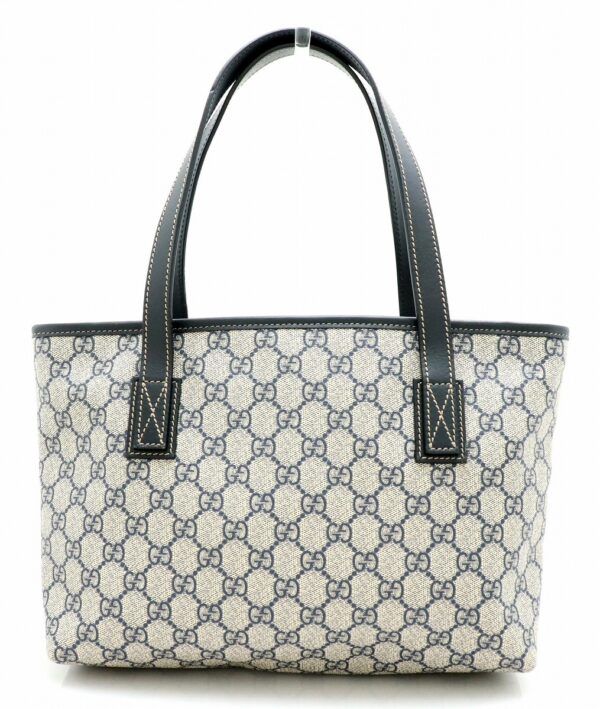 11700820 Gucci GG Supreme Tote Shoulder Bag Leather Beige Navy