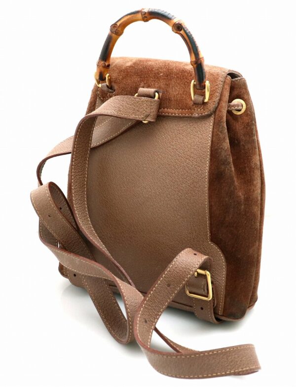 11700915 1 Gucci Bamboo Rucksack Backpack Suede Leather Brown