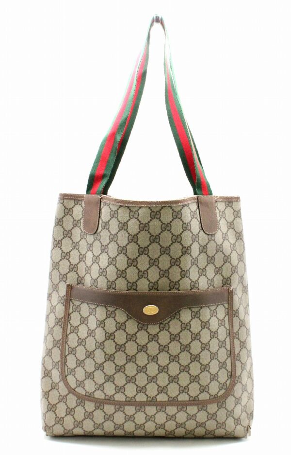 11701233 Gucci Sherry Line GG Plus Tote Bag Khaki Beige Brown